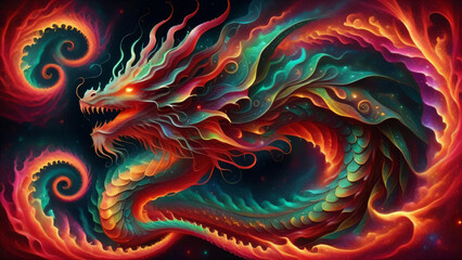 Fototapeta premium Fractals dragon curve style