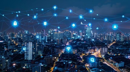 The interconnectivity of smart devices forms the backbone of intelligent urban environments, enhancing daily life, background concept