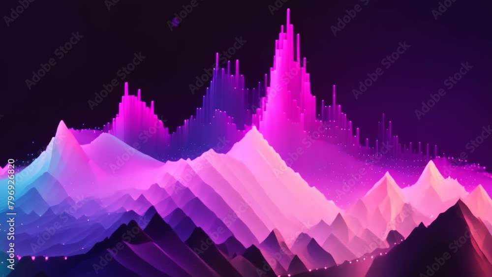 Poster abstract background with a dynamic wave in the form of a rainbow, abstract data wave points 3d graph