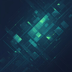 Premium 3D Tech Illustration - Futuristic Background with Blue-Green Hue