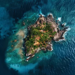Fotobehang Una imagen de una isla en el medio del océano, vista desde lo alto © patypixie