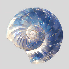 A Stunning Detailed Blue Snail Shell with Golden Edges | Perfect for Nature and Ocean-themed Designs