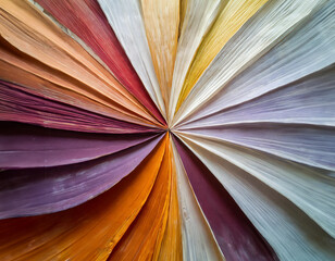 A captivating radial pattern of colorful pages fans out from the center