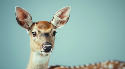 Portrait of a curious deer looking at the camera with a blurred background. - Powered by Adobe