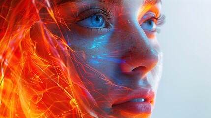 Modern Digital Human Figure in 3D Transparent Background, Futuristic Minimalist Design, Abstract Artwork with Diverse Colors, Illustrating Advanced Digital Imaging Technology