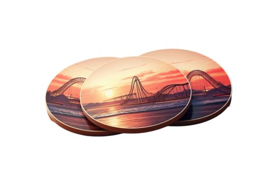 Plastic Coasters on transparent background.