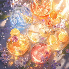 Summer's Finest: A Sunny Collection of Multicolored Festive Drinks with Effervescence