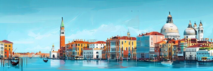 Fototapeta na wymiar Picturesque Waterway and Iconic Architecture of Venetian Cityscape