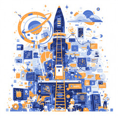 Visionary Space Mission Illustration: Telecommunication, Data Strategy & Analysis for Network Growth