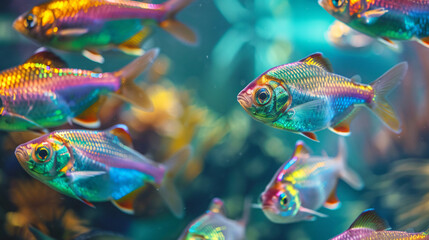 A party of rainbow fish - obrazy, fototapety, plakaty
