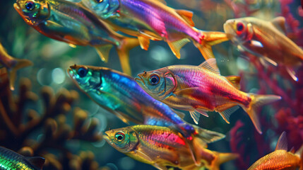 A party of rainbow fish