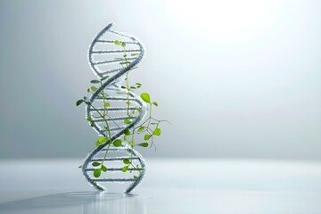 DNA research and plant biology study in a laboratory setting on white background. Concept DNA Research, Plant Biology, Laboratory Study, White Background, Scientific Exploration