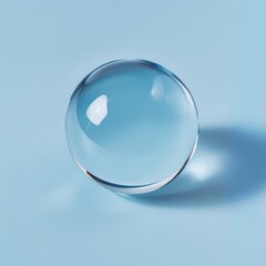 Transparent glass sphere on blue background