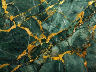 Natural green marble with streaks of gold, crafted into a stunning texture for use in luxury wallpapers or creative stone ceramic wall interiors