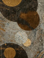 Abstract vintage-style background or printable painting, intricate geometric shapes of marble for interior design, retro design oil painting, Generative Ai