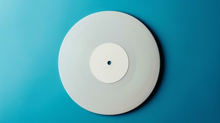 White vinyl record on blue background. 3d illustration.
