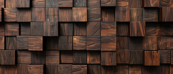 Abstract block stack wooden 3d cubes on the wall  
