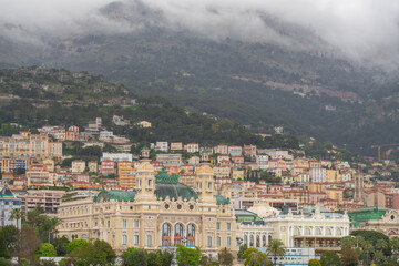 Panoramic view of Monte Carlo marina and cityscape