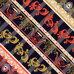 Colorful batik indonesia pattern textile print