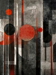 Abstract vintage-style background or printable painting, intricate geometric shapes for interior design, retro design oil painting, Generative Ai