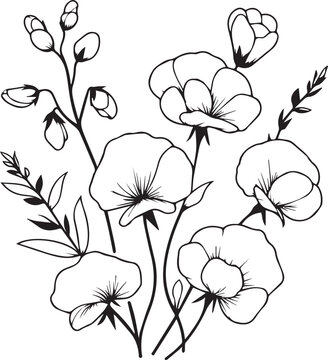 black and white floral arrangement clip art preview