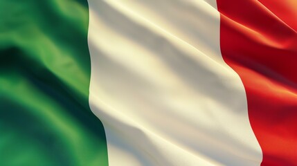 A beautiful flag of Italy. The flag is blowing in the wind and it is very detailed. The colors are vibrant and the flag is waving proudly.