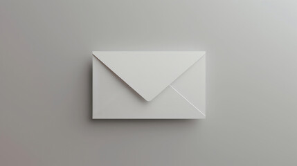 A white envelope is sitting on a solid gray background. The envelope is slightly angled toward the right.