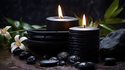 spa and wellness design with stones and candles