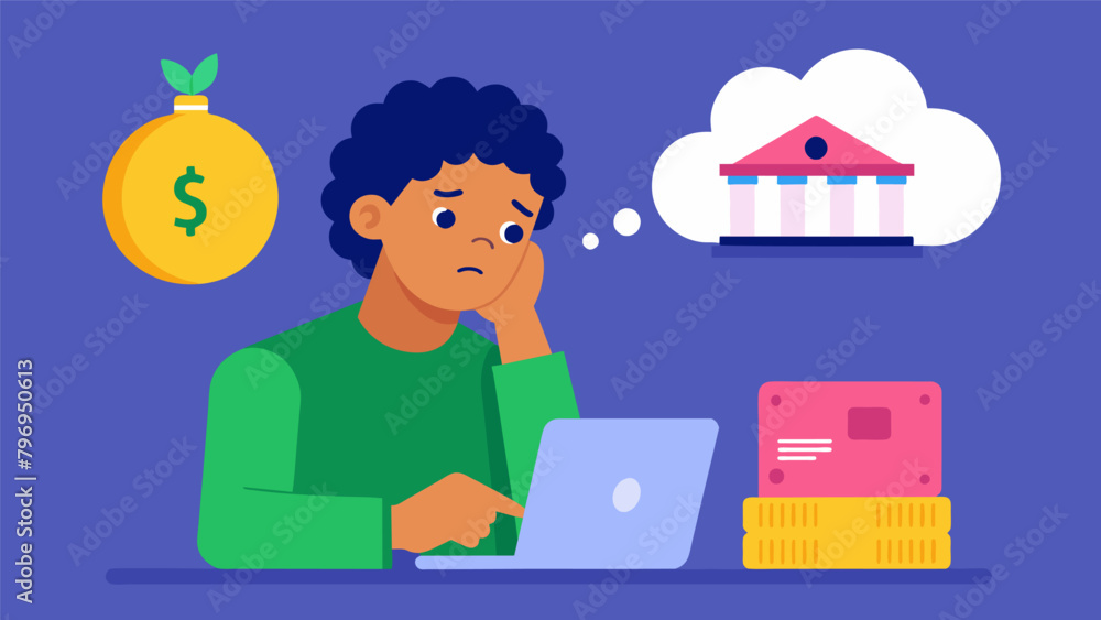 Poster a person staring at their empty savings account as they contemplate how to handle an unexpected emer