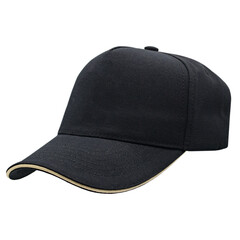 Black baseball cap with black patch for your logo. Mockup. A blank for the work of a designer....