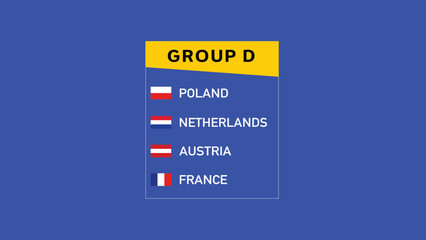 European Nations 2024 Group D Flags Abstract Design Teams Countries European Football Symbol Logo Vector Illustration
