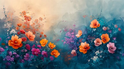 Obraz na płótnie Canvas Fluid Blooms in Watercolor, generative ai