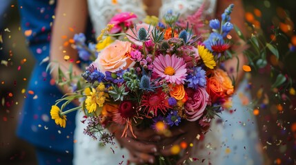 Joyful Bouquet Toss Celebration, generative ai