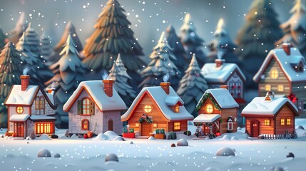 Celebrate the holiday season in style with a charming cartoon Christmas icon pack, featuring delightful Christmas houses  8K , high-resolution, ultra HD,up32K HD