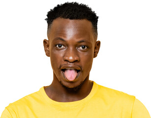 African man sticking his tongue out PNG file no background 
