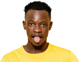 African man sticking his tongue out PNG file no background 
