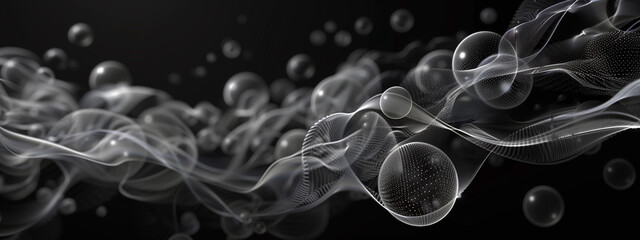 Enter a mesmerizing realm of fractal patterns, where monochrome sparse 3D transparent spheres create an ethereal and captivating visual experience.