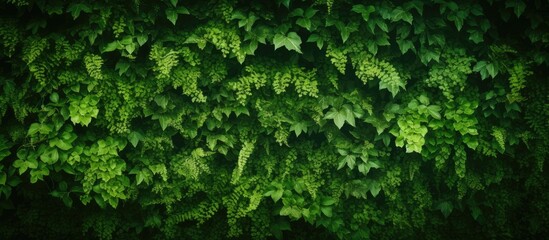 Green plant wall with foliage - obrazy, fototapety, plakaty