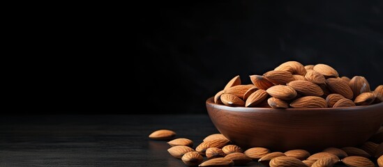 Bowl with almonds on table - Powered by Adobe