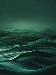 Dark green background with soft waves and gradient, light color cinematic