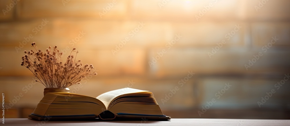 Wall mural A table with a plant-filled book