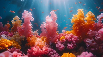 Fototapeta na wymiar Underwater Wonderland: Exploring the Beauty of Coral, generative ai