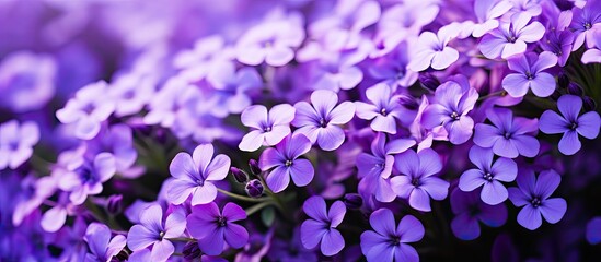 Purple flowers in field with matching background