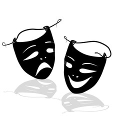icon mask vector black and white theater comedy and tragedy mafia game vector