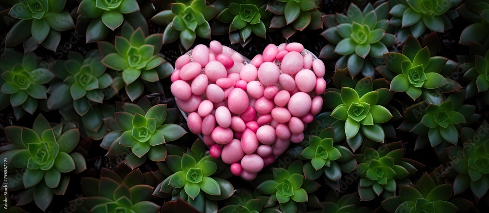 Sticker Heart-shaped plant blooms pink