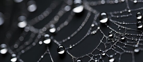 Spiderweb with water droplets - obrazy, fototapety, plakaty