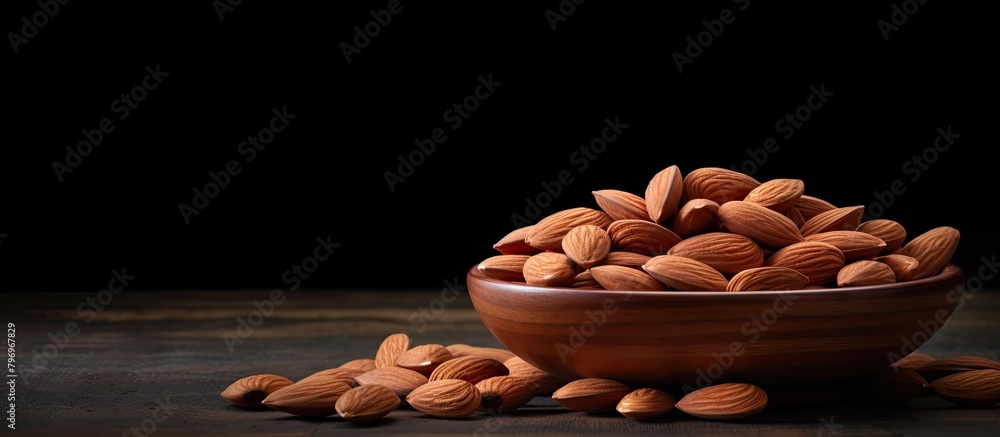 Canvas Prints Bowl almonds table closeup