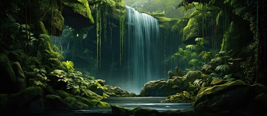 Waterfall in lush jungle