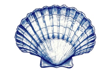 Antique of shell sketch clam blue.