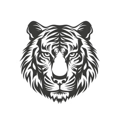 tiger face line art logo iconic on white background AI generative
